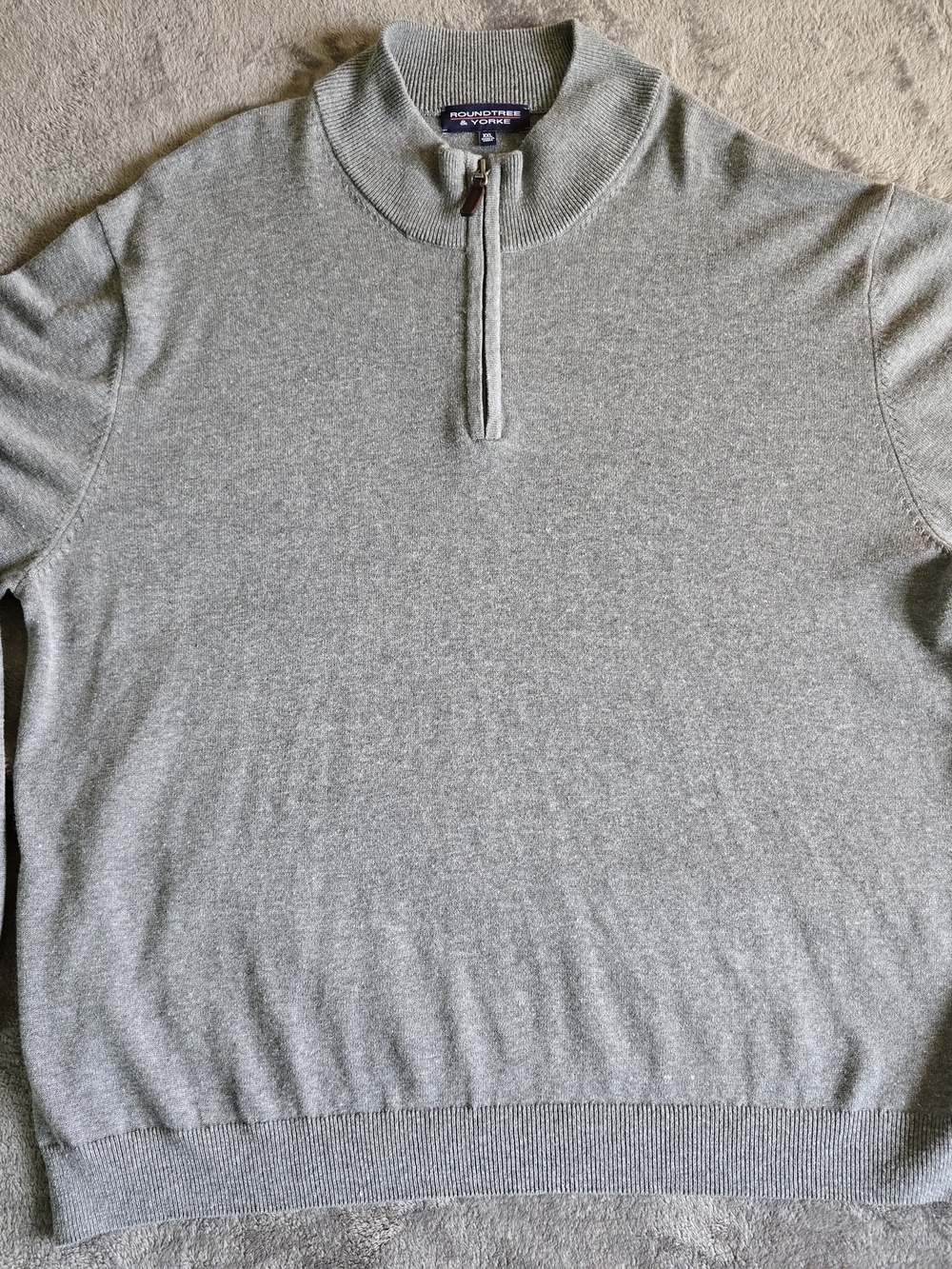 Roundtree & Yorke Heather Gray Quarter-Zip Sweater